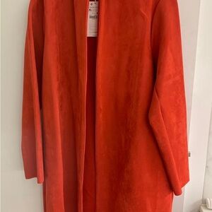 Red Women's Long Open-Front Coat